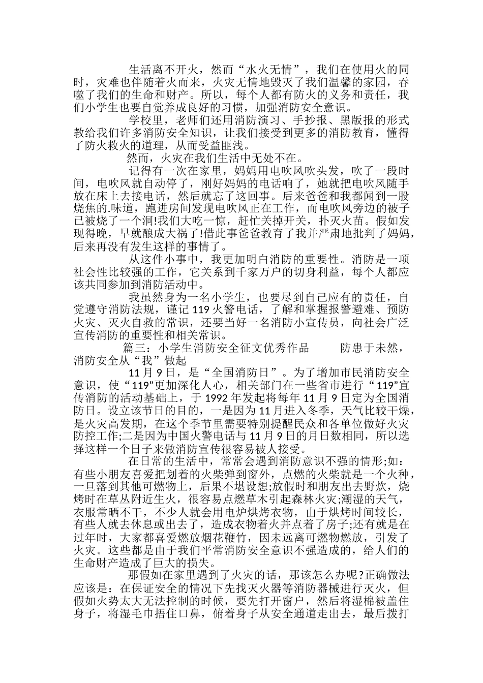 小学生消防安全征文优秀作品_第2页