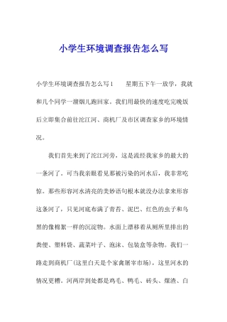 小学生环境调查报告怎么写