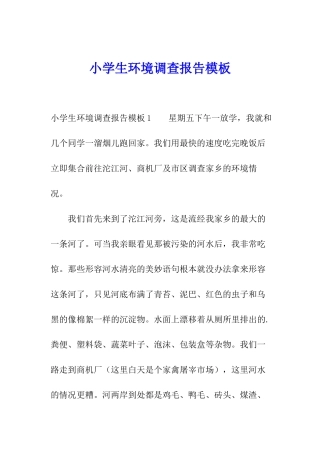 小学生环境调查报告模板