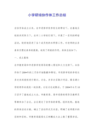 小学研培协作体工作总结-