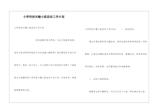 小学科技兴趣小组活动工作计划