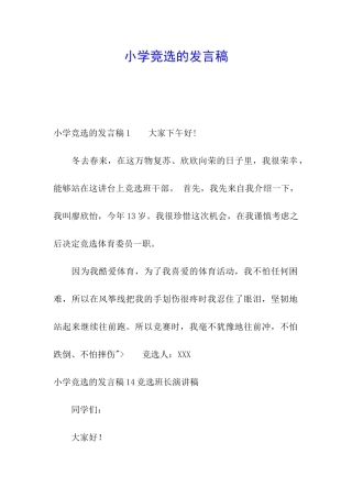 小学竞选的发言稿