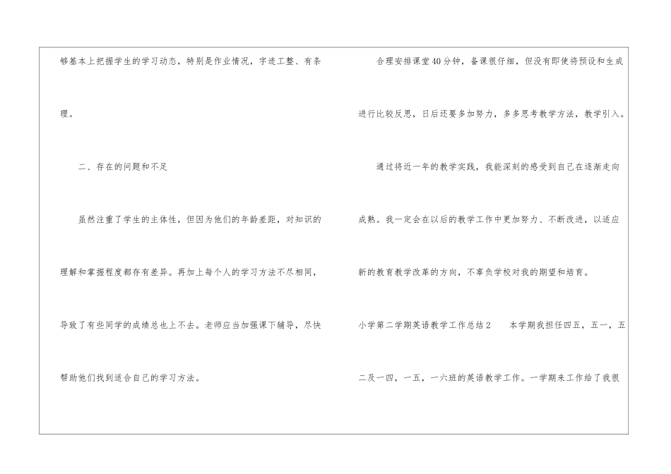 小学第二学期英语教学工作总结_第3页