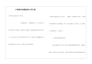 小学综合实践活动工作计划