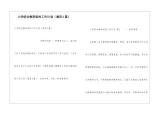 小学综合教研组的工作计划