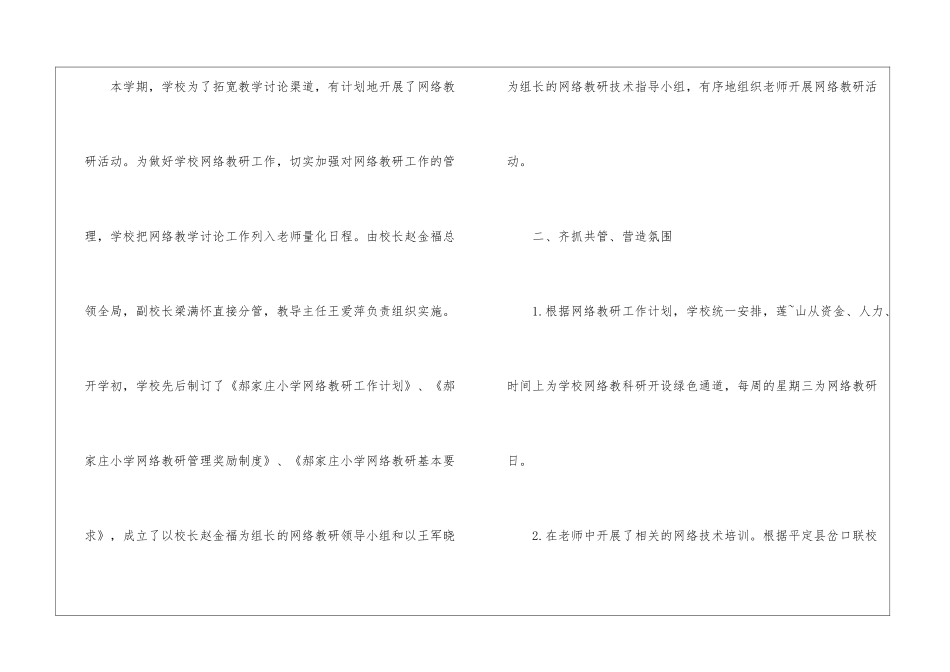 小学网络教研工作总结_第2页