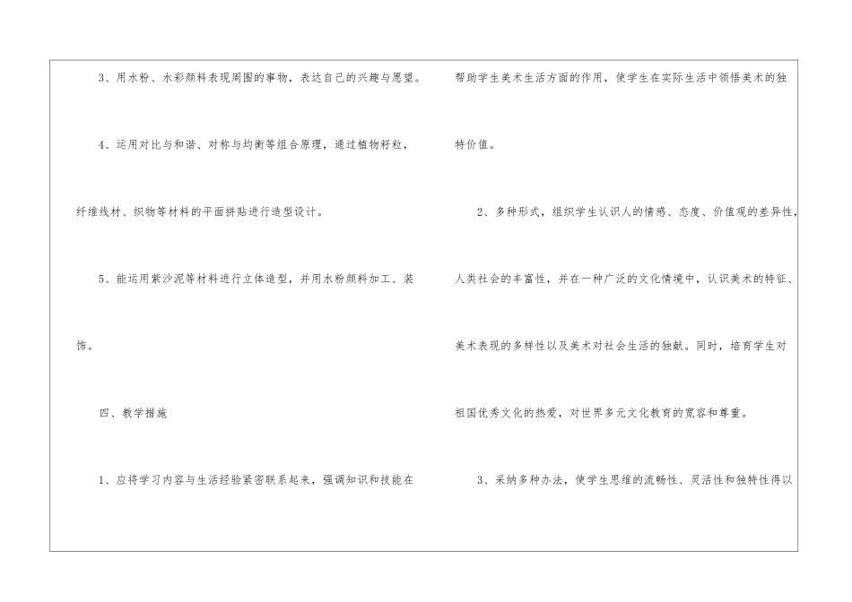 小学美术教学计划模板汇编十篇_第3页