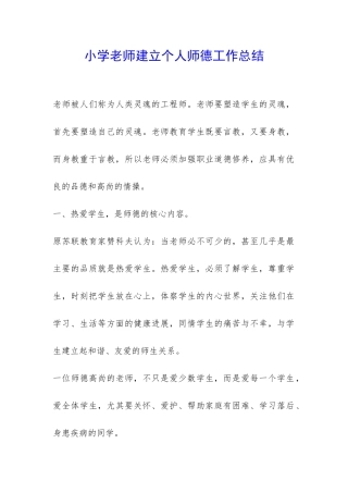 小学老师建立个人师德工作总结-
