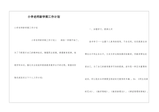 小学老师新学期工作计划