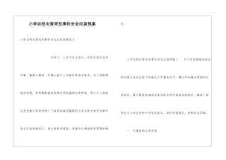 小学自然灾害突发事件安全应急预案