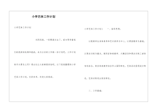 小学艺体工作计划