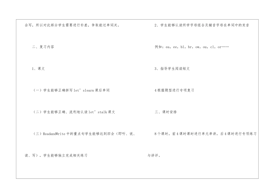 小学英语五年级下册的复习计划_第2页