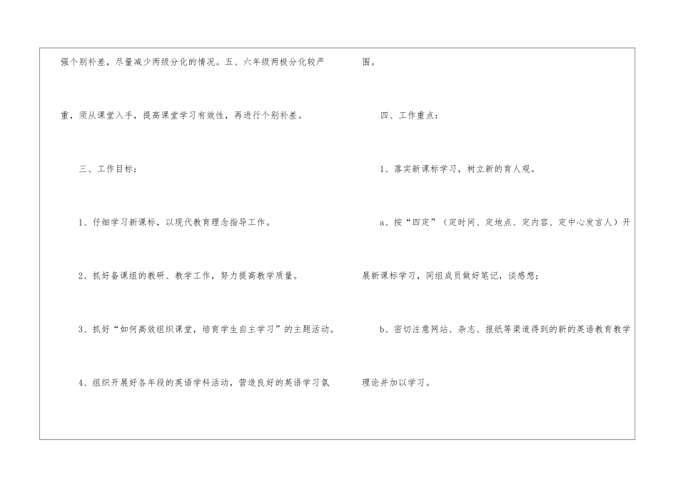 小学英语备课组的教学计划_第2页