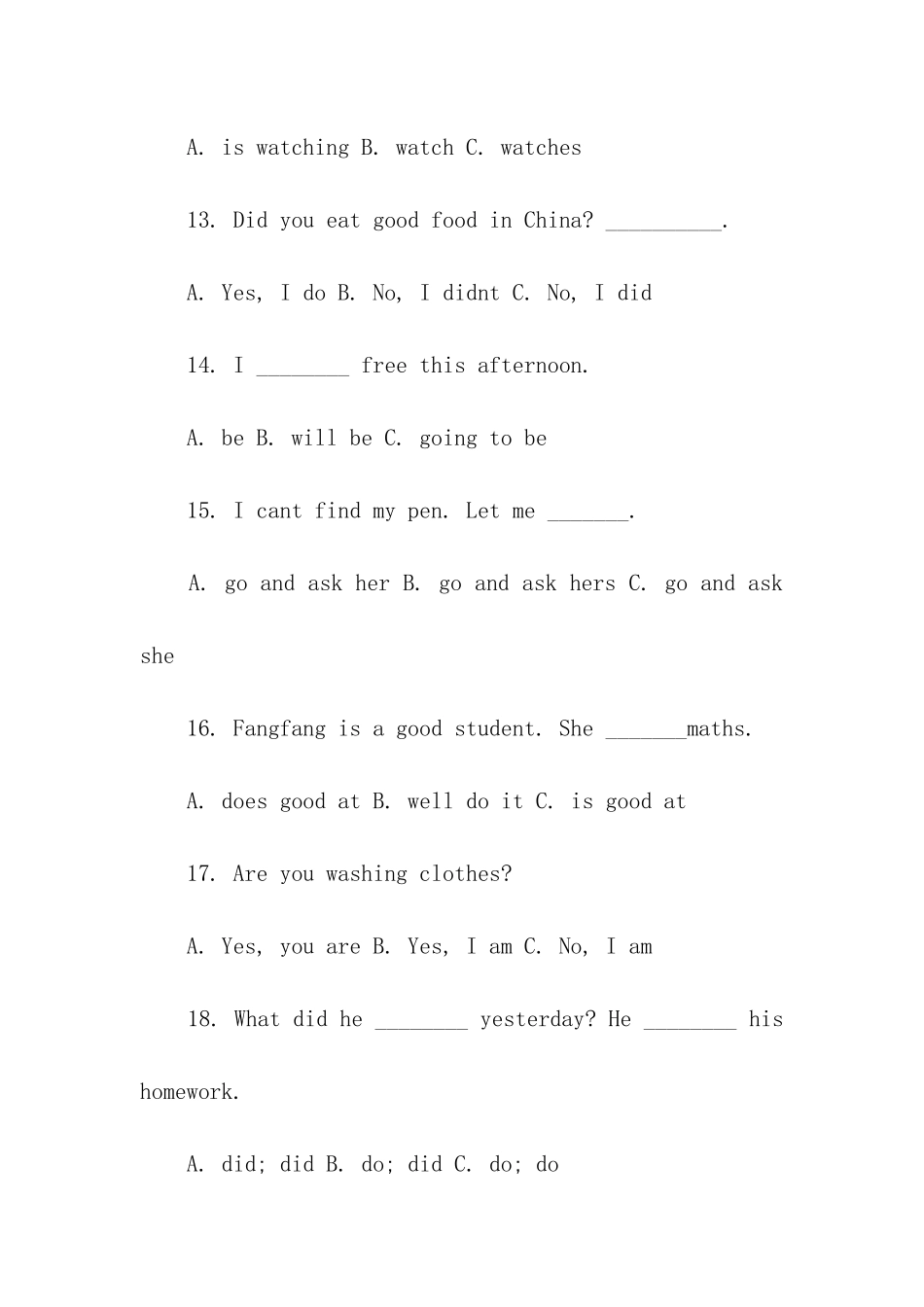 小学英语时态综合练习_第3页