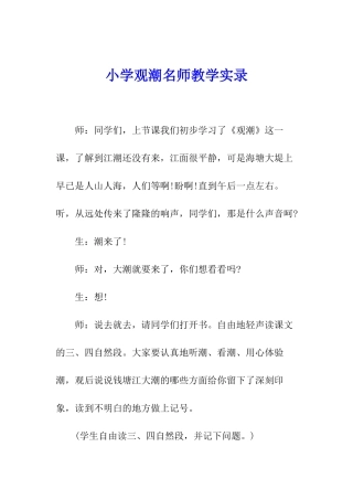 小学观潮名师教学实录