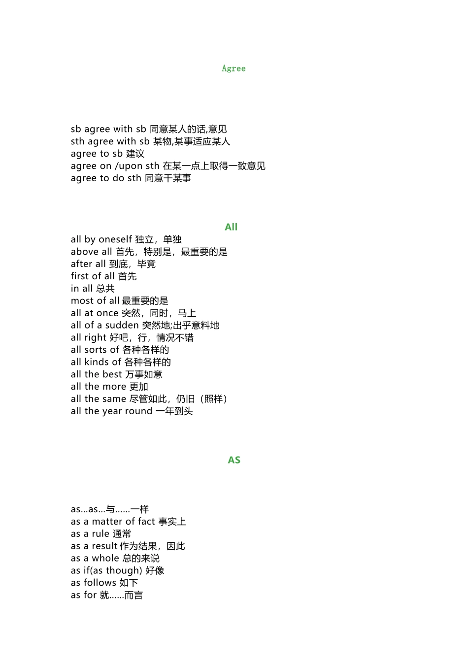 初中英语核心单词固定搭配_第1页