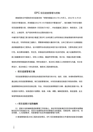 EPC 项目进度管理系统与控制要求要求措施