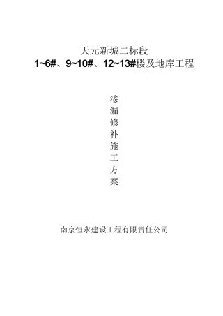 渗漏修补施工方案