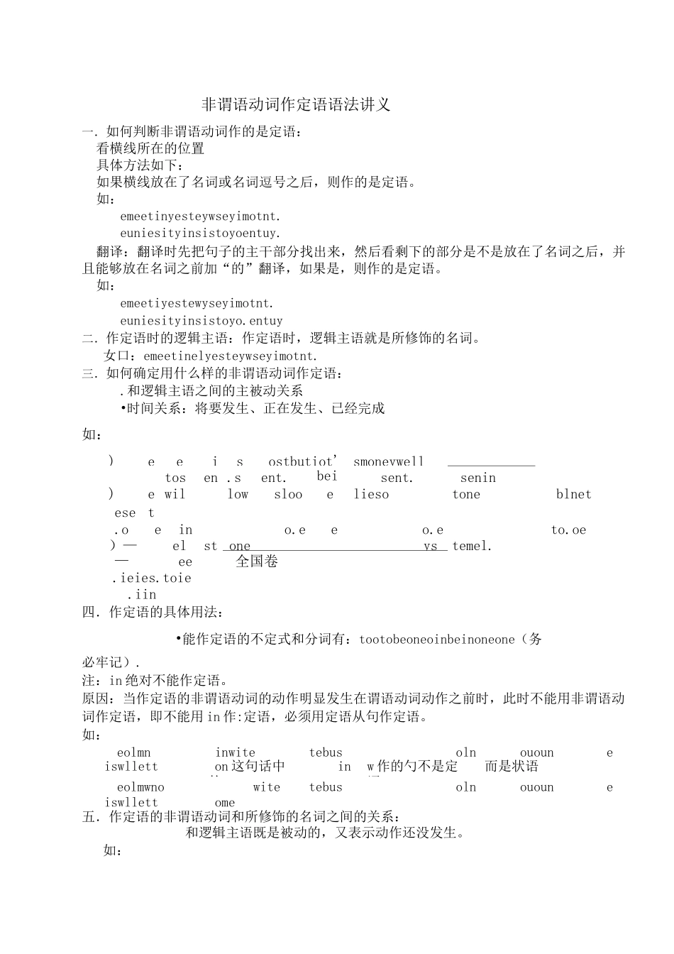 非谓语动词作定语语法讲义_第1页