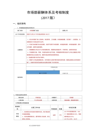 市场部薪酬体系与考核制度全