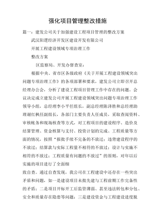 强化项目管理整改措施