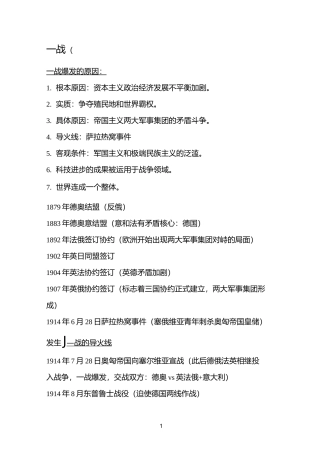 高中历史一战