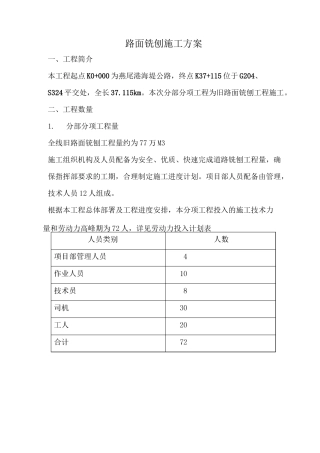 路面铣刨施工方案