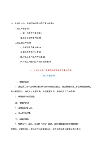 针对非法小广告清理的项目组员工考核方案