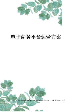 电子商务平台运营方案完整版