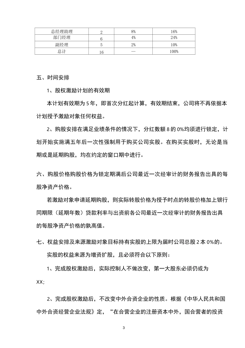 XX有限公司股权激励方案_第3页