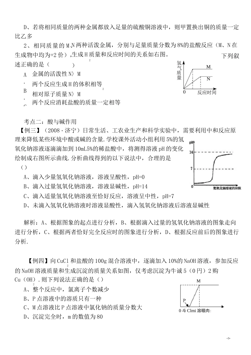 初三化学图像图表专题训练_第3页