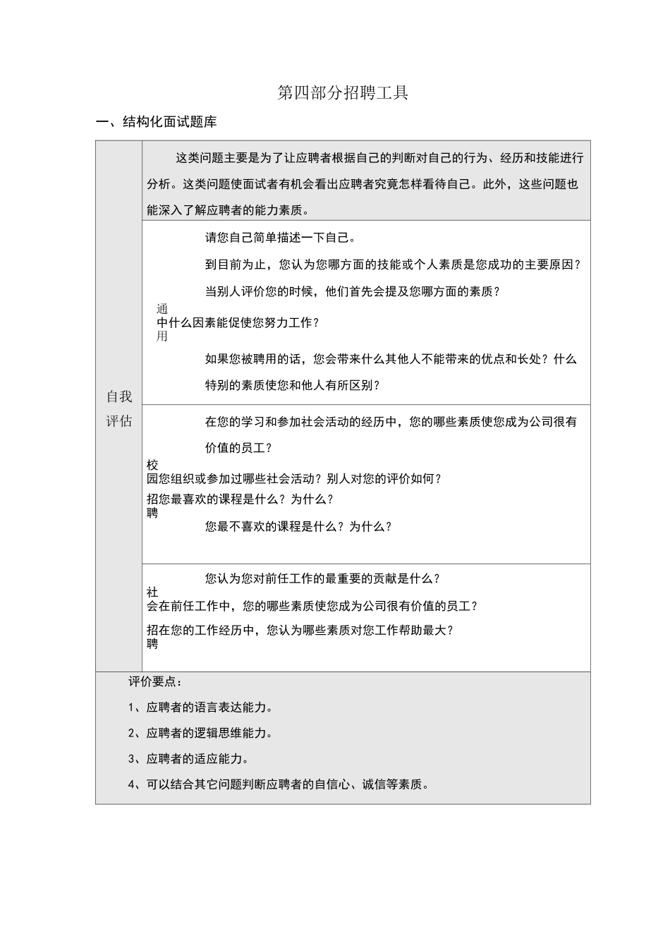 结构化面试题库通用版_第1页