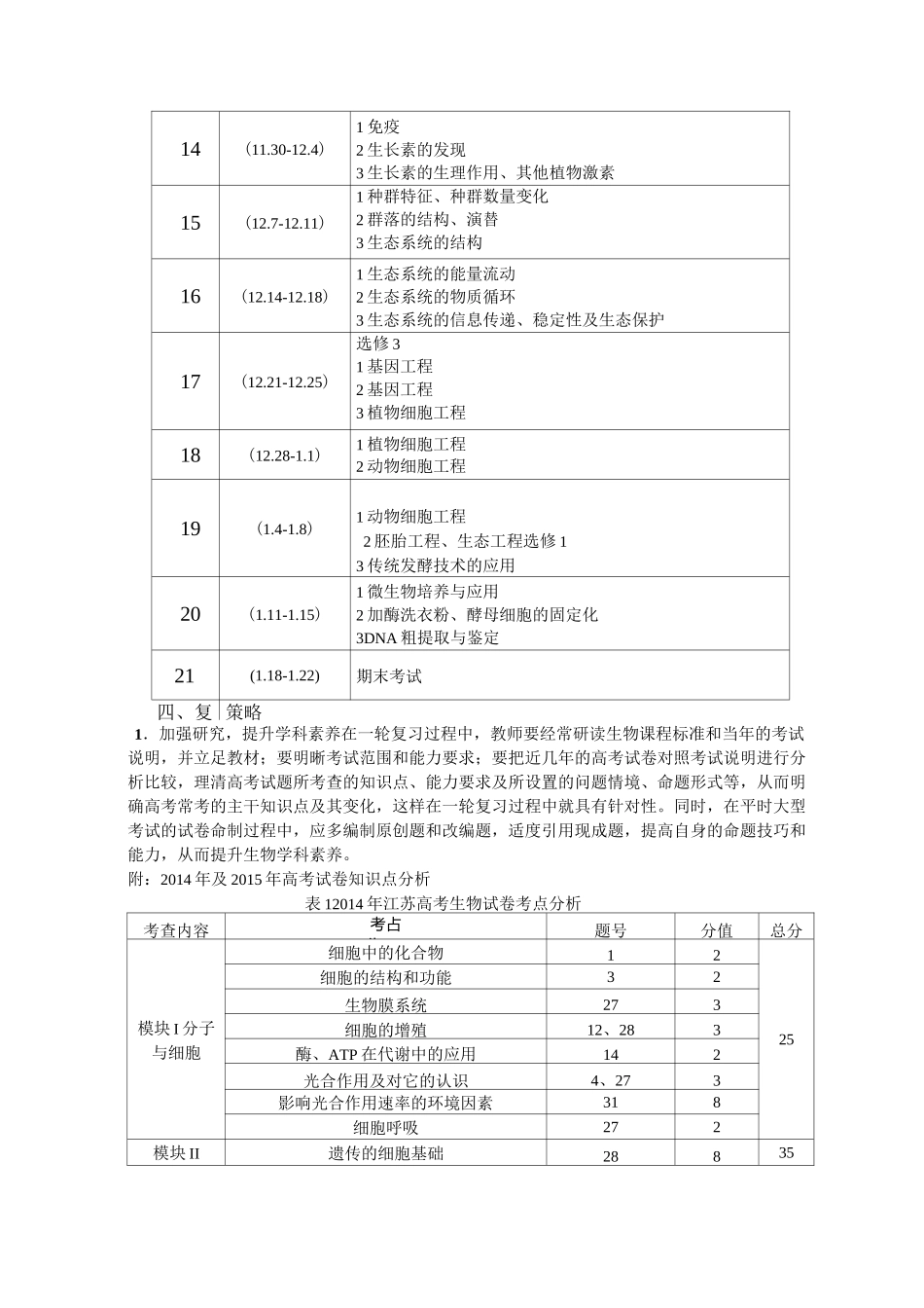 高三生物一轮复习计划及复习策略_第3页