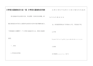 小学语文基础知识大全一览-小学语文基础知识归纳-
