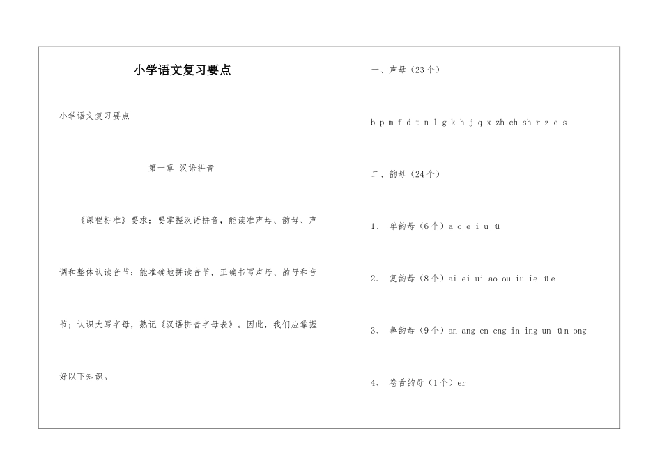 小学语文复习要点_第1页