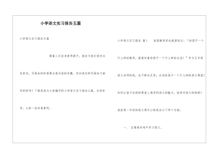 小学语文实习报告五篇