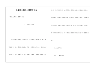 小学语文第十二册复习计划