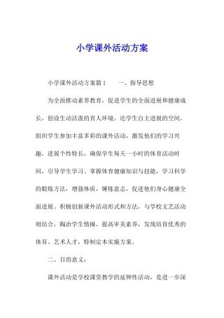 小学课外活动方案