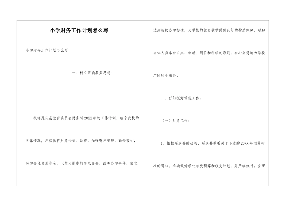 小学财务工作计划怎么写_第1页