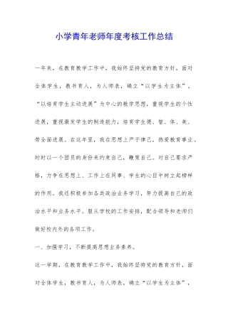 小学青年老师年度考核工作总结-
