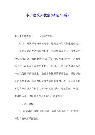 小小建筑师教案