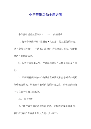 小年营销活动主题方案