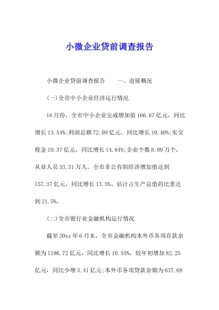 小微企业贷前调查报告