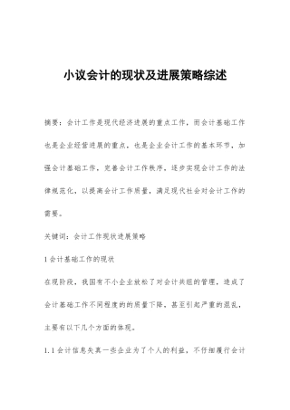 小议会计的现状及发展策略综述