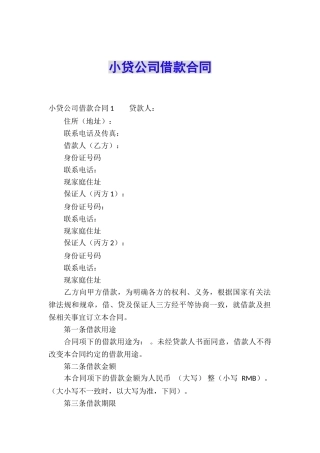 小贷公司借款合同