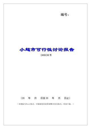 小超市可行性研究报告