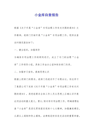 小金库自查报告-