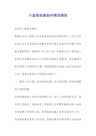 小金库自查自纠情况报告-