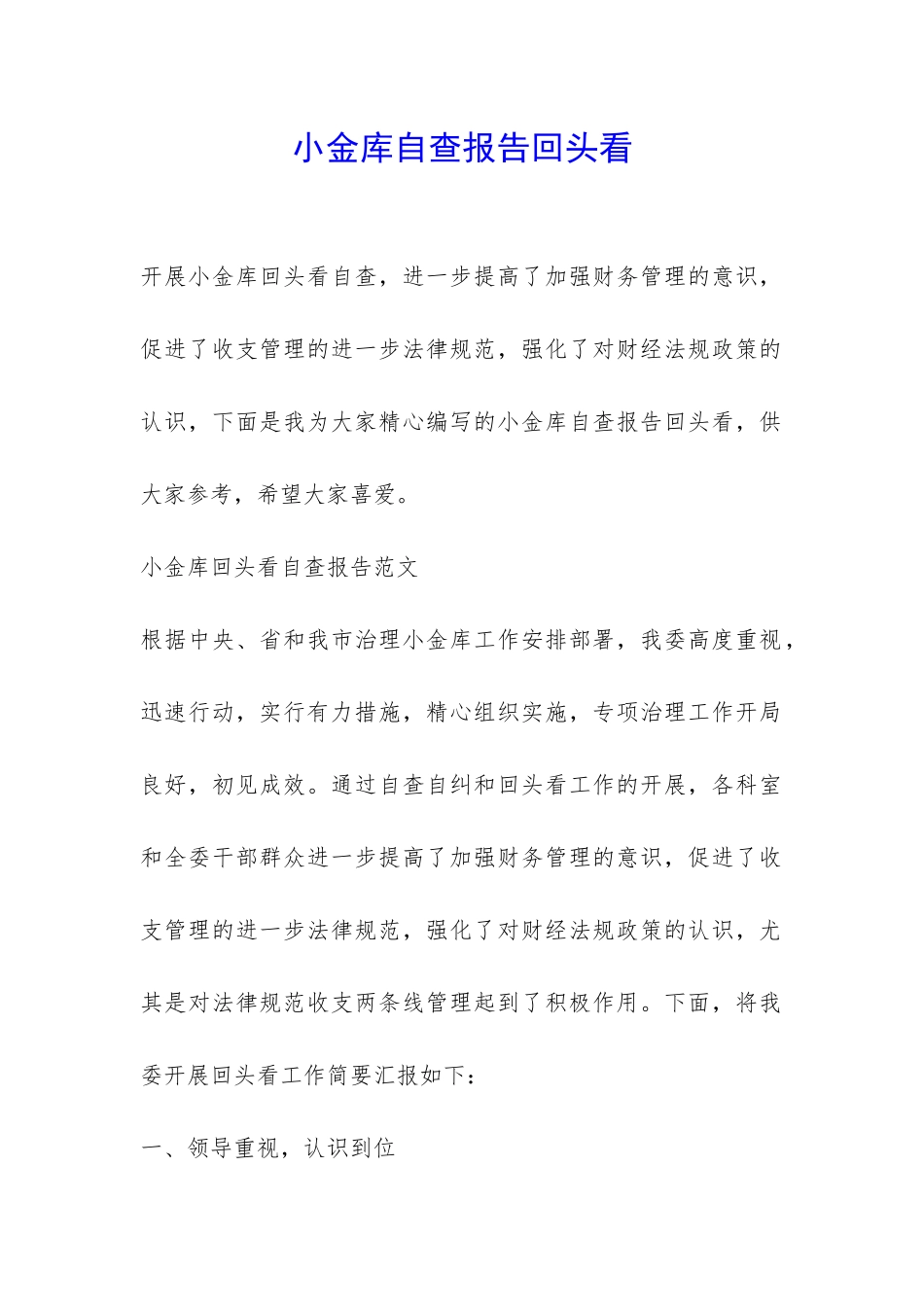 小金库自查报告回头看-_第1页
