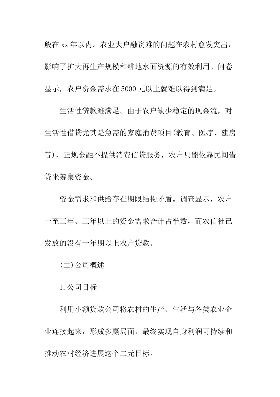 小额贷款创业计划书_第2页